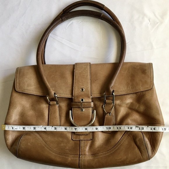 COACH Hampton‎ Soho Light Tan Genuine Leather Satchel Shoulder Bag H3S-9550 - Picture 13 of 14